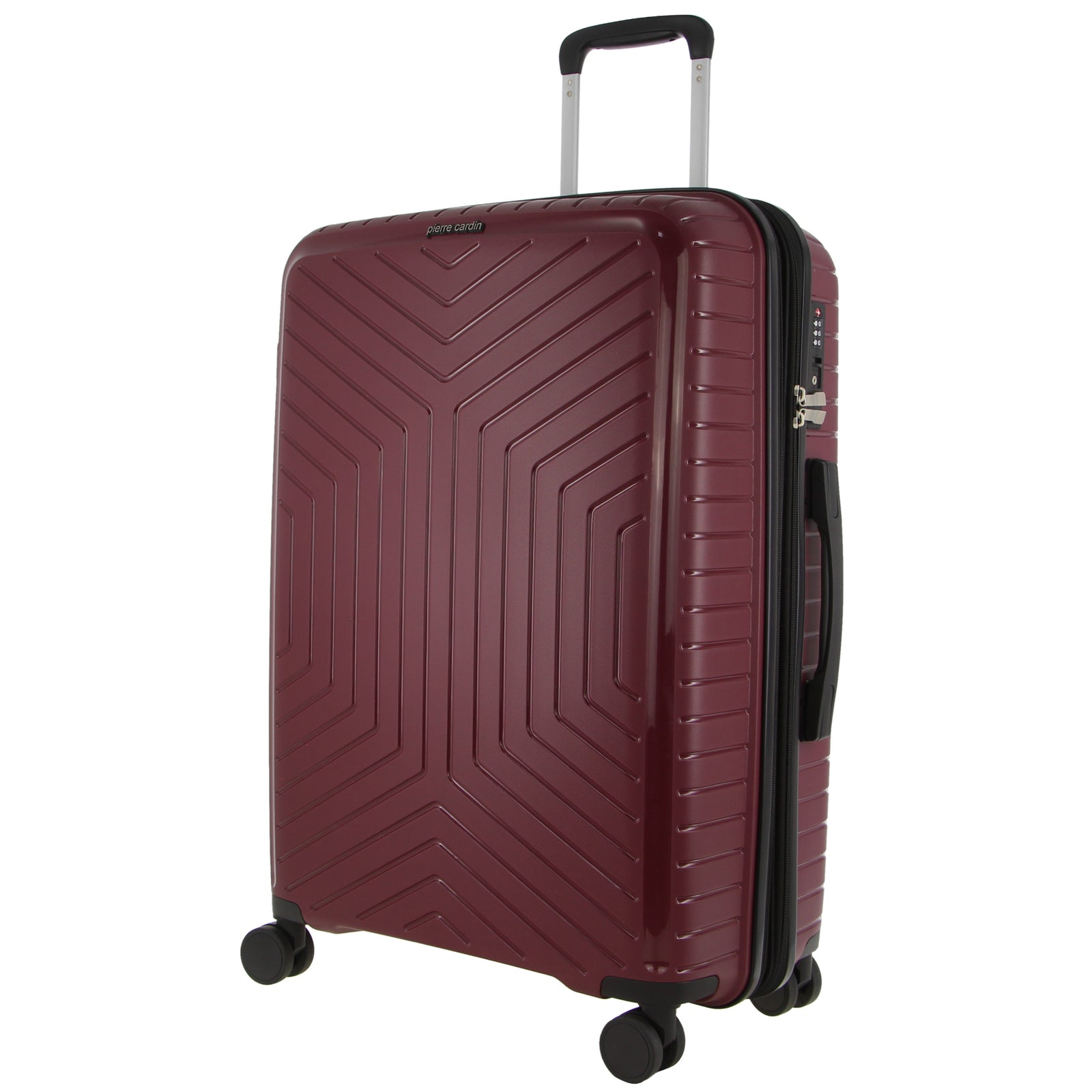 Pierre Cardin Hard Shell Spinner Suitcase Luggage Bag Medium 65cm 89L Burgundy