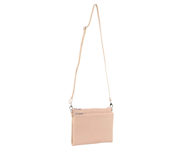 Pierre Cardin Ladies Leather Crossbody Shoulder Bag Handbag Travel Blush Pink