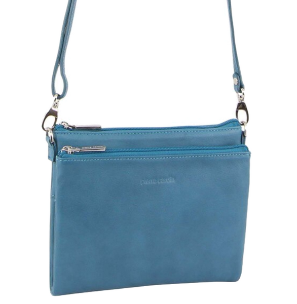 Pierre Cardin Ladies Leather Crossbody Shoulder Bag Handbag Travel Tropical Blue