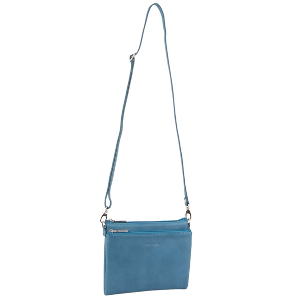 Pierre Cardin Ladies Leather Crossbody Shoulder Bag Handbag Travel Tropical Blue