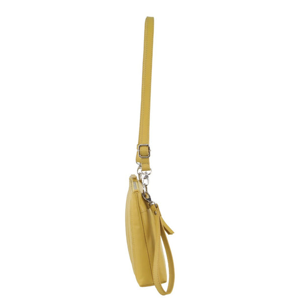 Pierre Cardin Leather Crossbody Clutch Bag Zip Adjustable Strap Yellow