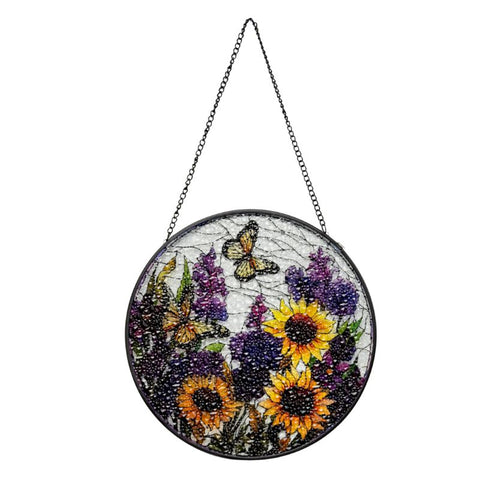 Flowers Butterflies Stained Glass Suncatcher  Sun Catcher 35cm