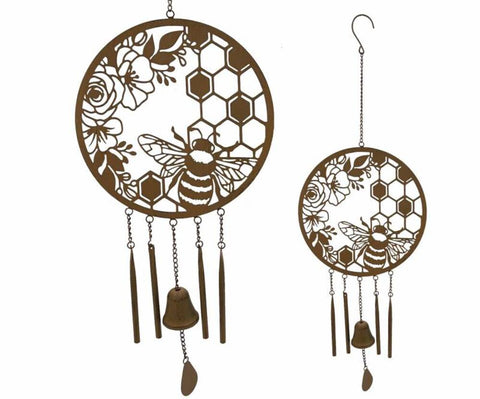 Bee Flowers Honeycomb Metal Wind Chime Windchime 86cm