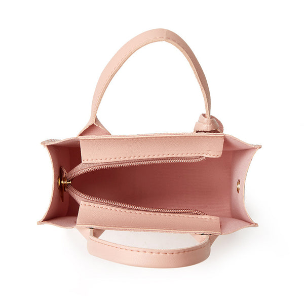 Faux PU Crocodile Embossed Leather Tote Shoulder Bag Handbag Pink