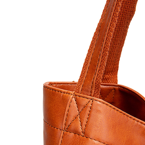 Faux PU Leather Tote Shoulder Bag Handbag Multi Pocket Brown