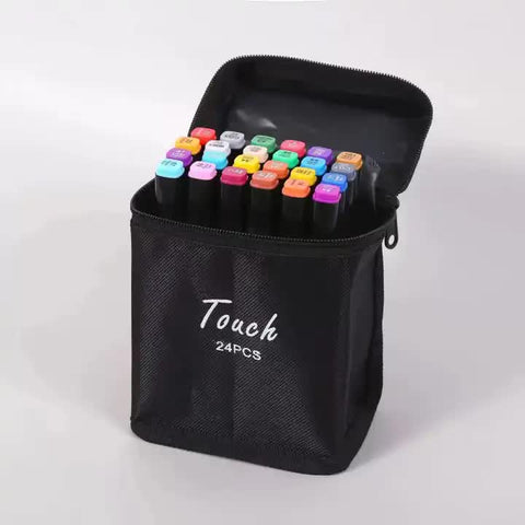 24 Colour Dual Fine Broad Tip Marker Pens Art Craft Sketch Colouring
