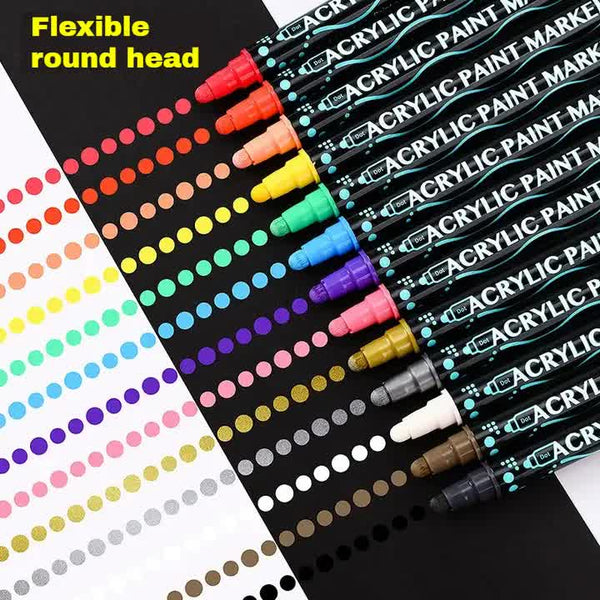 48 Colour Dual Fine Brush Tip Acrylic Paint Ink Pens Markers Art Craft