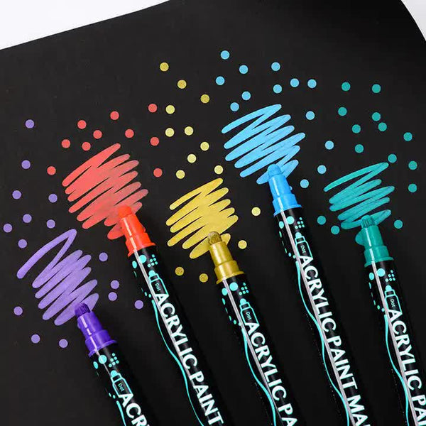 60 Colour Dual Fine Brush Tip Acrylic Paint Ink Pens Markers Art Craft