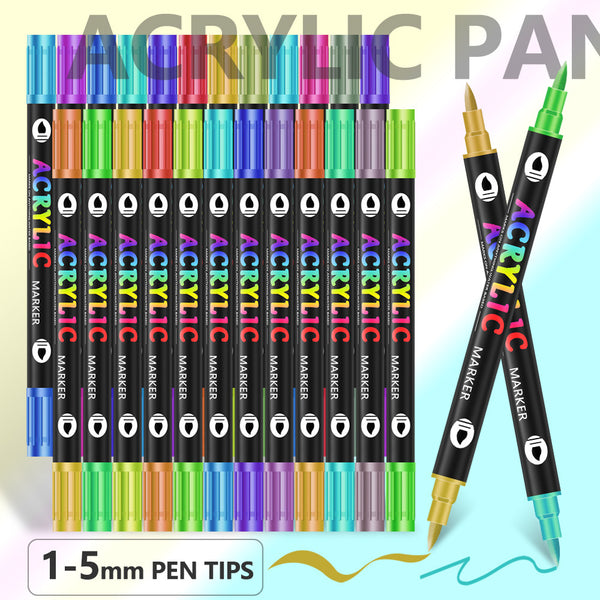 36 Pack 72 Colour Dual Brush Fine Tip Acrylic Paint Pens Markers Drawing Craft