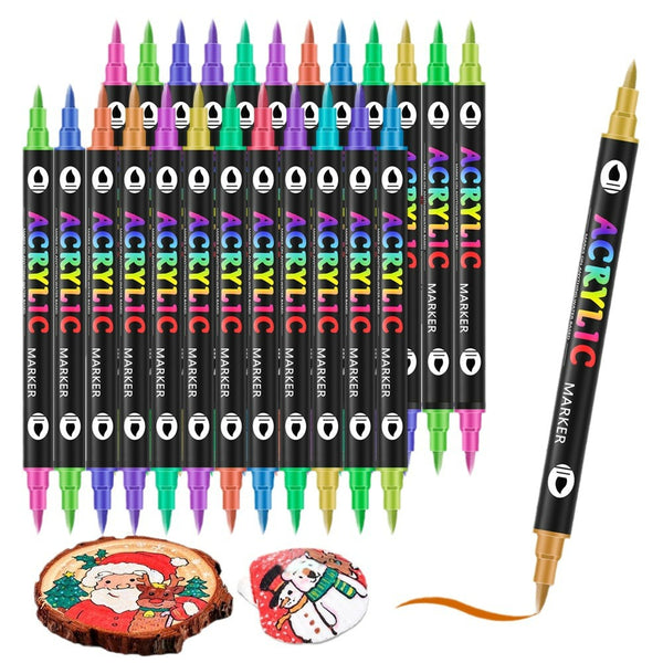 36 Pack 72 Colour Dual Brush Fine Tip Acrylic Paint Pens Markers Drawing Craft