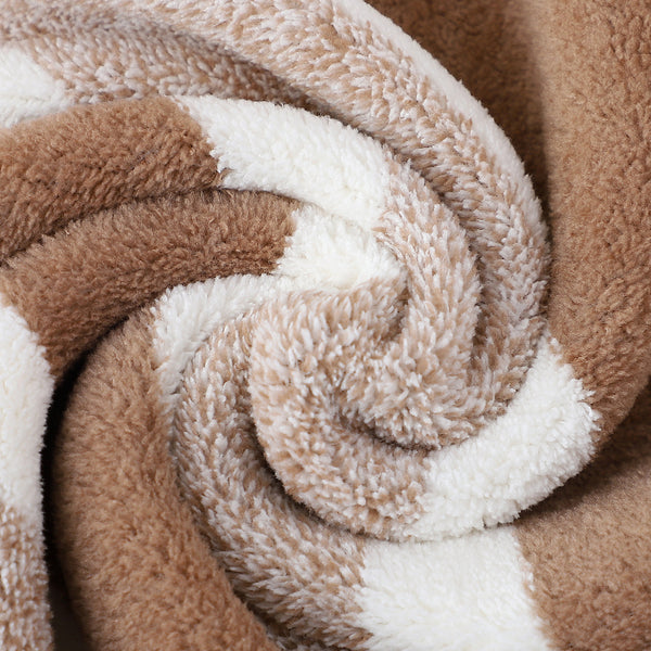 6 Pce Luxury Cotton Wide Striped Hand Bath Towel Washcloth Facecloth Set Brown