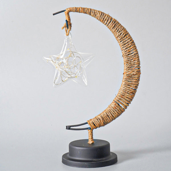 USB Powered Hemp LED Table Side Coffee Lamp Light Crescent Moon Star