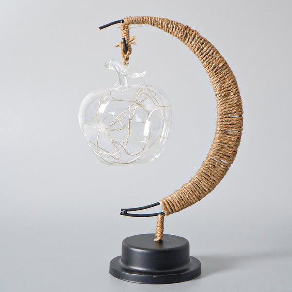 USB Powered Hemp LED Table Side Coffee Lamp Light Crescent Moon Apple