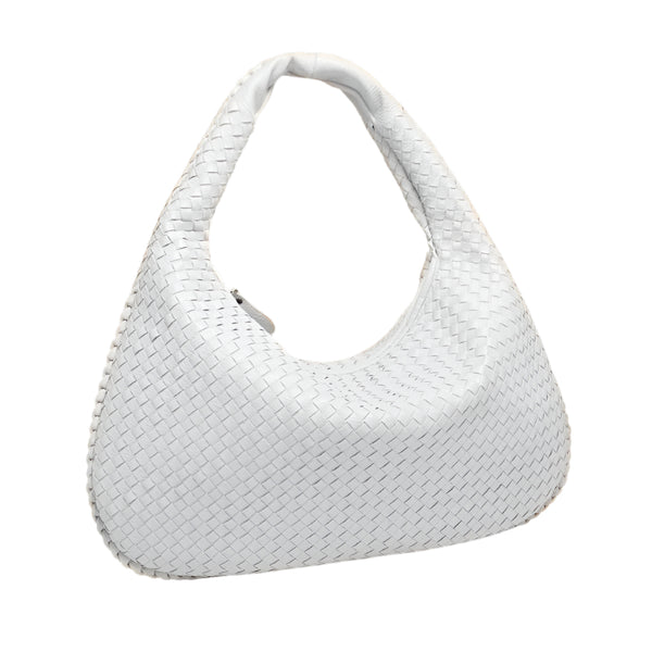 Faux PU Leather Woven Hobo Underarm Shoulder Bag Handbag White