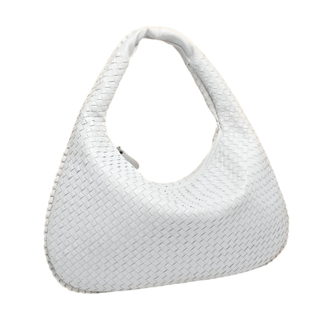 Faux PU Leather Woven Hobo Underarm Shoulder Bag Handbag White
