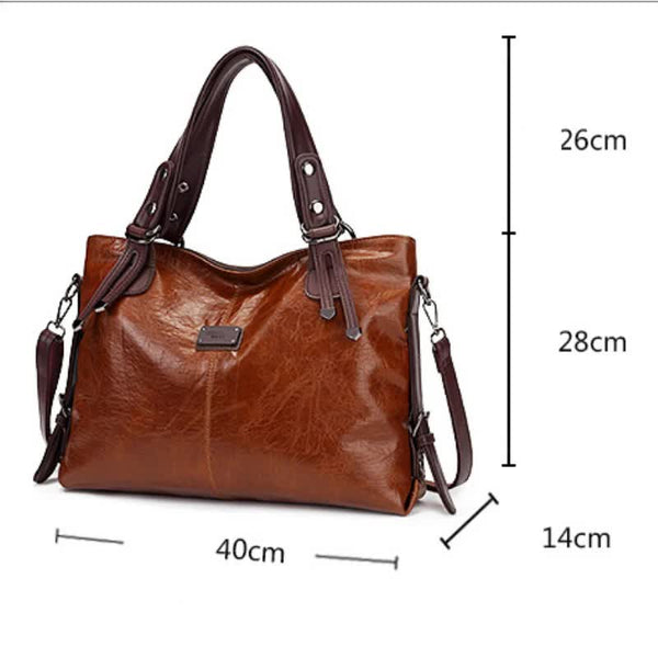 Faux PU Leather Tote Shoulder Crossbody Bag Handbag Multi Pocket Brown