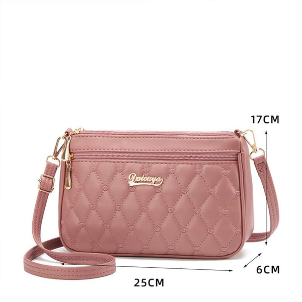 Quilted PU Leather Crossbody Shoulder Bag Handbag Adjustable Strap Red