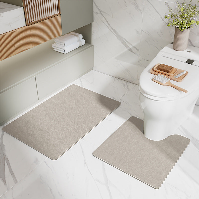2 Pce Microfibre Bathroom Toilet Bath Floor Mat Set Non Slip Coffee