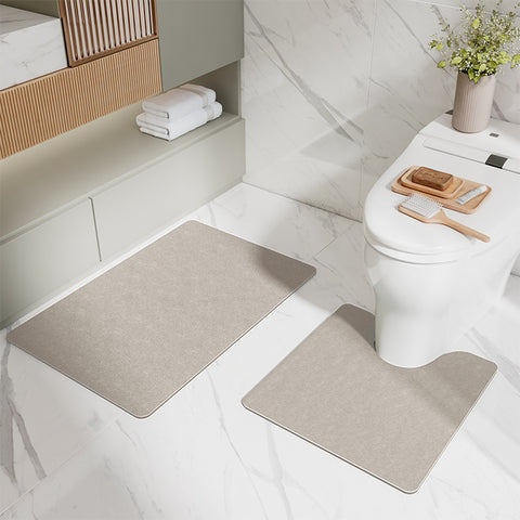 2 Pce Microfibre Bathroom Toilet Bath Floor Mat Set Non Slip Coffee