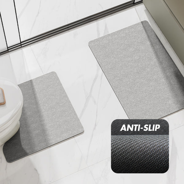 2 Pce Microfibre Bathroom Toilet Bath Floor Mat Set Non Slip Coffee