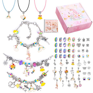 DIY Charm Bracelet Making Kit Beads Flowers Stars Storage Box Rainbow