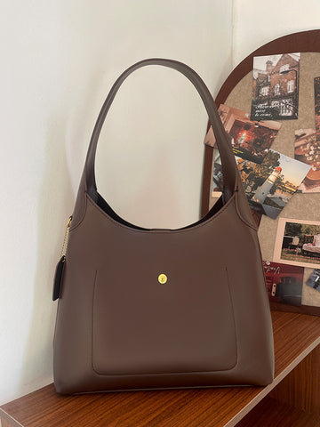 Faux PU Oil Wax Look Leather Underarm Shoulder Bag Handbag Brown