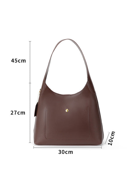 Faux PU Oil Wax Look Leather Underarm Shoulder Bag Handbag Black