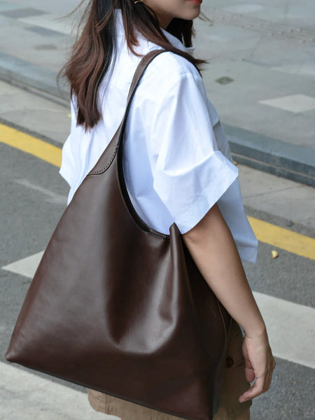 Faux PU Oil Wax Look Leather Underarm Shoulder Bag Handbag Black