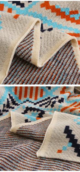 Bohemian Geometric Woven Throw Blanket Rug Sofa Cover Tassels 130 x 200cm