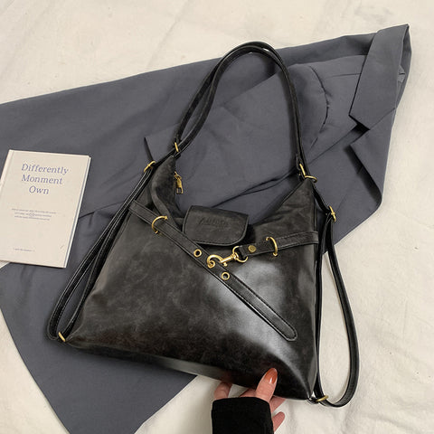 Faux PU Leather Crossbody Shoulder Bag Adjustable Strap Black