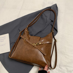 Faux PU Leather Crossbody Shoulder Bag Adjustable Strap Brown