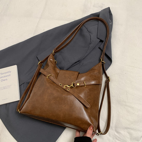 Faux PU Leather Crossbody Shoulder Bag Adjustable Strap Brown