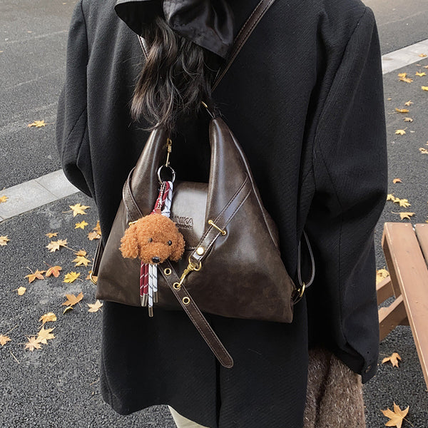 Faux PU Leather Crossbody Shoulder Bag Adjustable Strap Brown