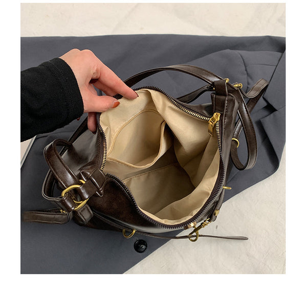 Faux PU Leather Crossbody Shoulder Bag Adjustable Strap Brown