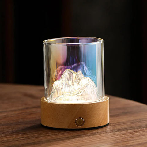 Glass Mountain Bedside Side Table Light Lamp USB Rechargeable Rainbow