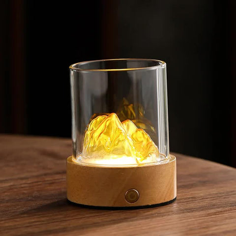 Glass Mountain Bedside Side Table Light Lamp USB Rechargeable Gold