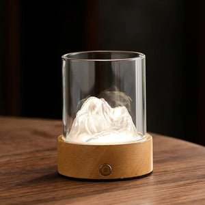 Glass Mountain Bedside Side Table Light Lamp USB Rechargeable Silver