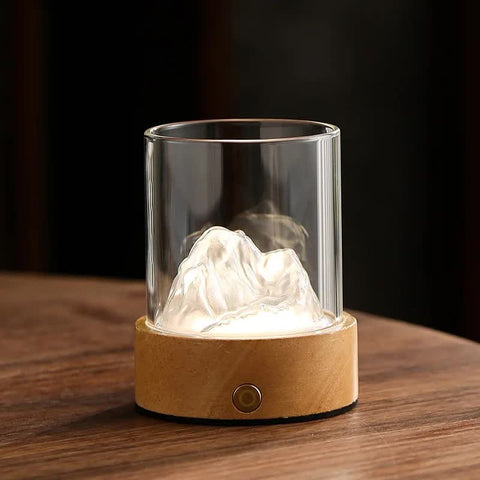 Glass Mountain Bedside Side Table Light Lamp USB Rechargeable Silver