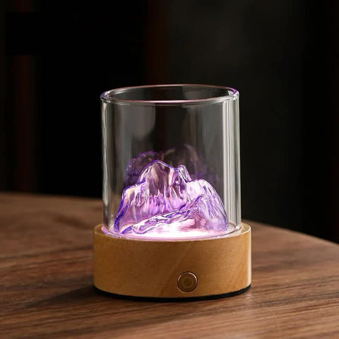 Glass Mountain Bedside Side Table Light Lamp USB Rechargeable Purple