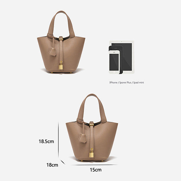 Women's PU Leather Tote Shoulder Bag Handbag Gold Lock Detail Black
