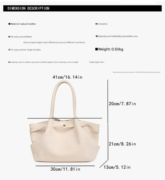 Faux Suede Soft Tote Shoulder Bag Handbag Brown