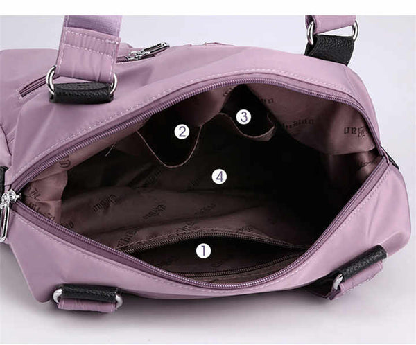 Nylon Large Capacity Tote Shoulder Bag Handbag Multi Pocket Office Travel Green