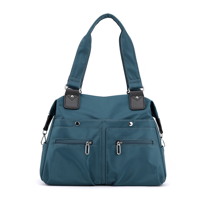 Nylon Large Capacity Tote Shoulder Bag Handbag Multi Pocket Office Travel Blue