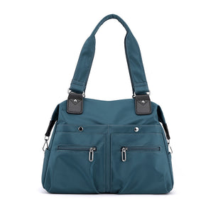 Nylon Large Capacity Tote Shoulder Bag Handbag Multi Pocket Office Travel Blue