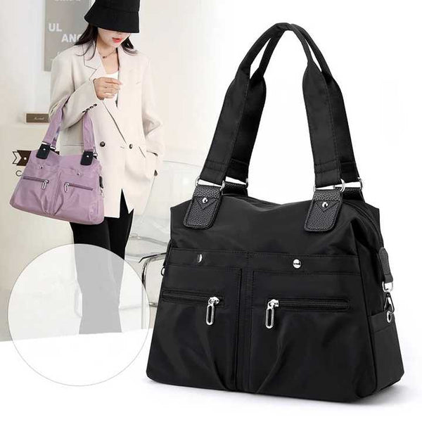 Nylon Large Capacity Tote Shoulder Bag Handbag Multi Pocket Office Travel Blue