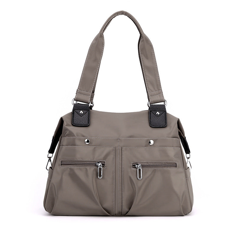 Nylon Large Capacity Tote Shoulder Bag Handbag Multi Pocket Office Travel Brown