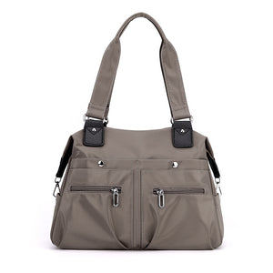 Nylon Large Capacity Tote Shoulder Bag Handbag Multi Pocket Office Travel Brown