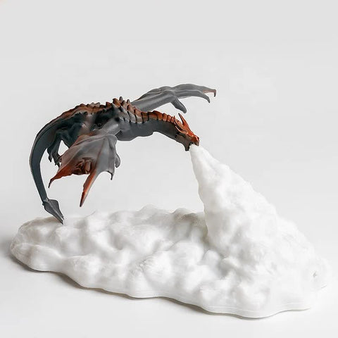3D Printed LED Ice Dragon Fire Flame Bedside Nursery Night Light Lamp Red