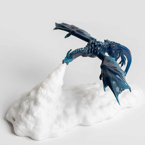 3D Printed LED Ice Dragon Fire Flame Bedside Nursery Night Light Lamp Blue