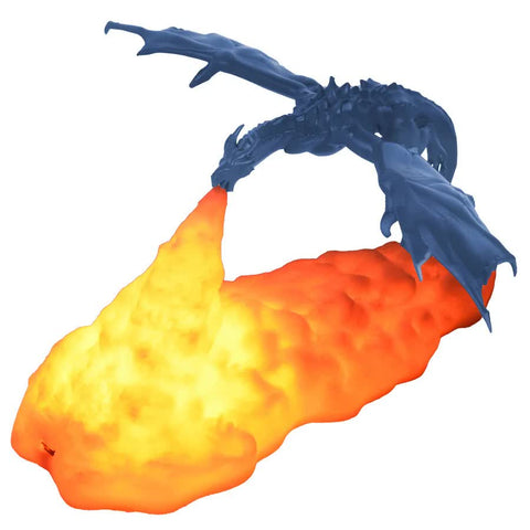 3D Printed LED Ice Dragon Fire Flame Bedside Nursery Night Light Lamp Blue